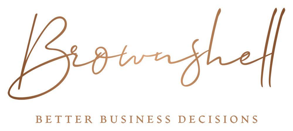 Brownshell's logo and Better Business Decisions tagline in black.